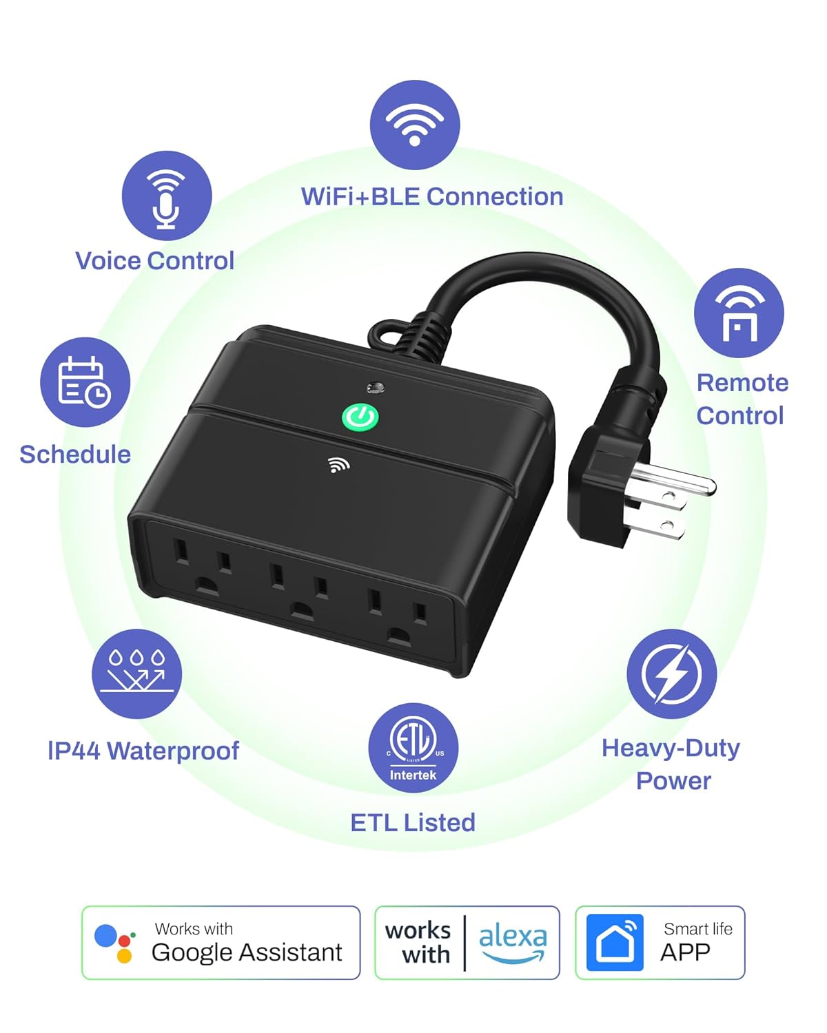 BN-LINK Smart WiFi Heavy Duty Outdoor Outlet, Timer and Countdown Function, No Hub Required for Outdoor Lights, Compatible with Alexa and Google Assistant (Outdoor) 2.4 GHz Network only