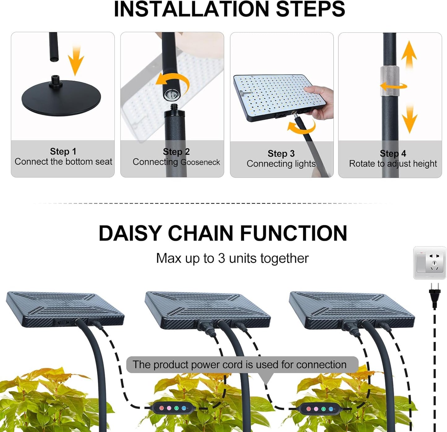 Tabletop Grow Lights for Indoor Plants 25 Watt, Bright Natural Sunlight Full Spectrum Plant Growing Lamps for Houseplants & Bonsai, 4/8/12/16/20H Timer Plant Light Auto On/Off Everyday
