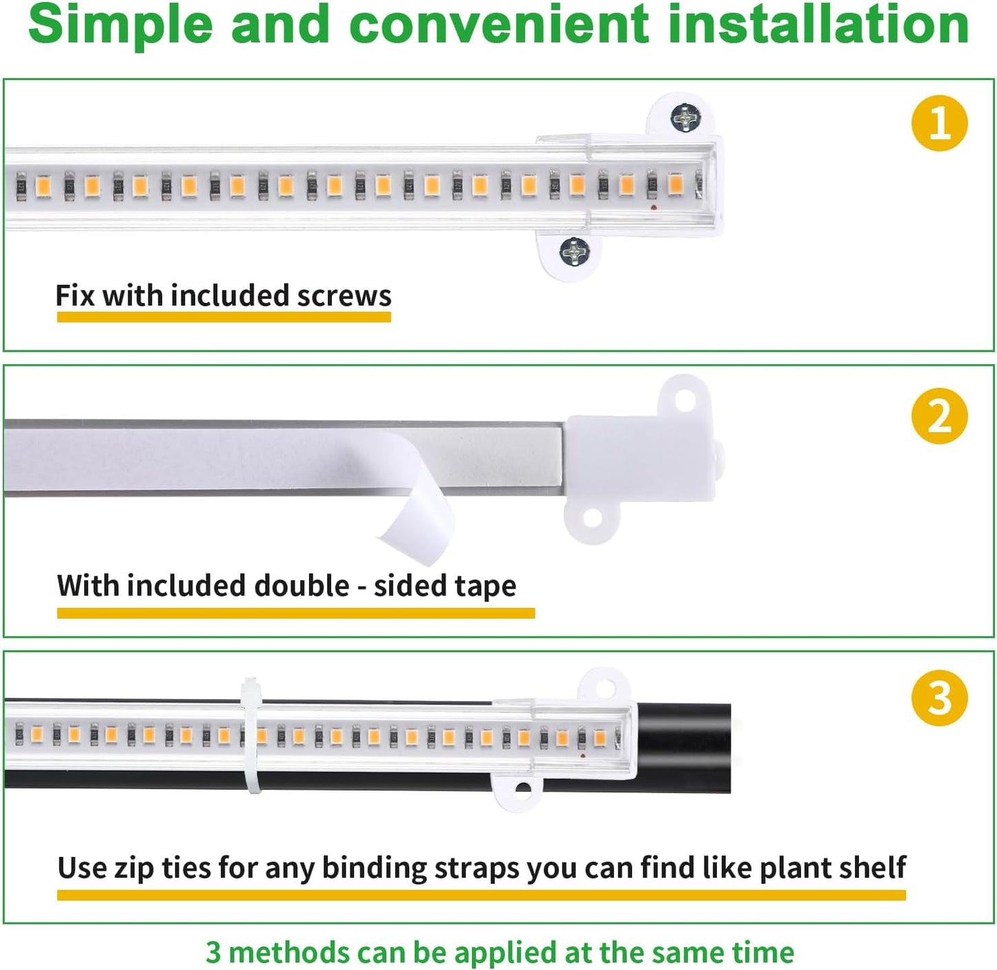 10.2'' 3 Head Grow Light Strips, LED Grow Lamps for Indoor Plants, Full Spectrum 3000K, Plant Light with 3/9/12H Timer, 10 Dimmable Levels for Seedling Succulent, Match for Plant Shelf
