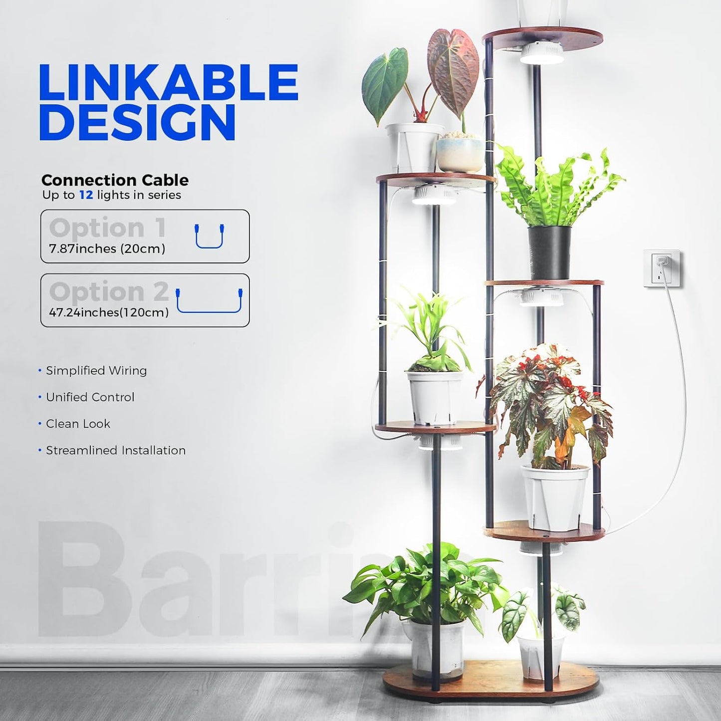 Barrina Orbgrow OG09 Puck Grow Light, 5000K 18W(2 x 9W, 270 Watt Equiv), Full Spectrum Plant Light for Indoor Plants, Magnetic & Linkable with Timer, 5 Levels Dimmable for Plant Shelf, 2 Packs