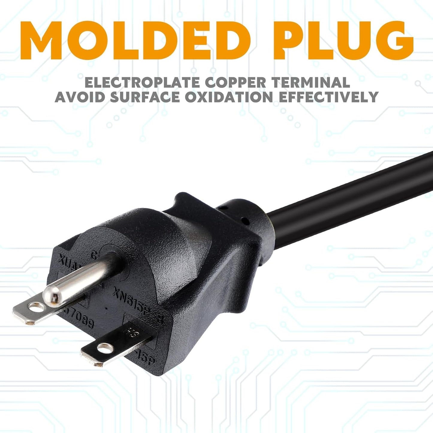 Tellegloww 15ft NEMA 6-15 Extension Cord 6-15P Male to 6-15R Female, 15 AMP Power Cable for 220/240V Air Condition, LED Grow Lights, Digital Ballast Power Cord Heavy Duty 14/3 AWG, 240V, 3750W, Black