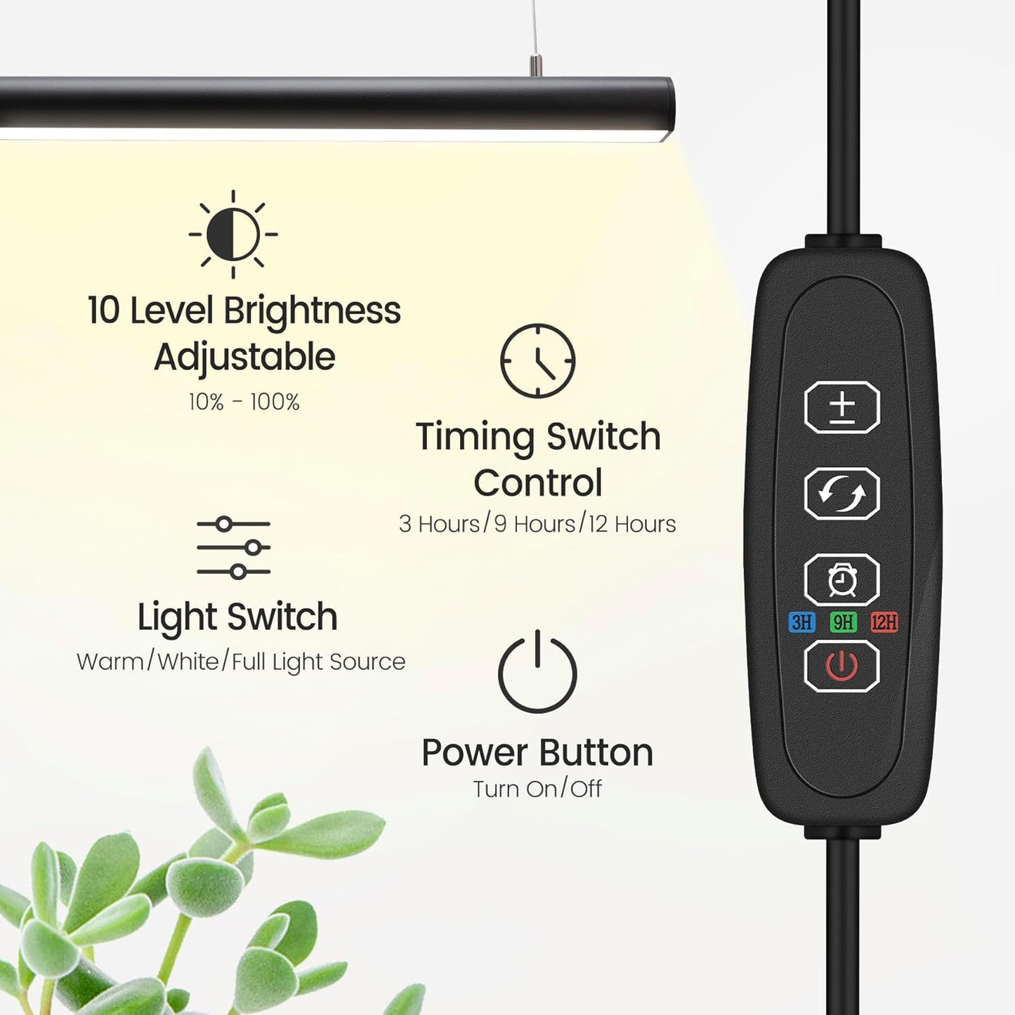 Grow Lights for Indoor Plants,20W 169 LED Full Spectrum with Timer, Hanging Plant Growing Light with Dimmable On/Off Switch,16.8in Height Standing Vertical Lamp for Seed Starting Growth