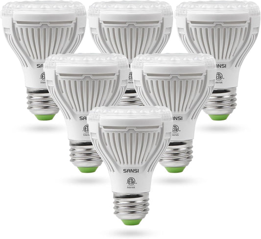 SANSI LED Grow Light Bulb for Seeds and Greens, Full Spectrum 10W Grow Light (150 Watt Equiv) with Optical Lens for Indoor Plant, High PPFD, E26 Base, 6-Pack