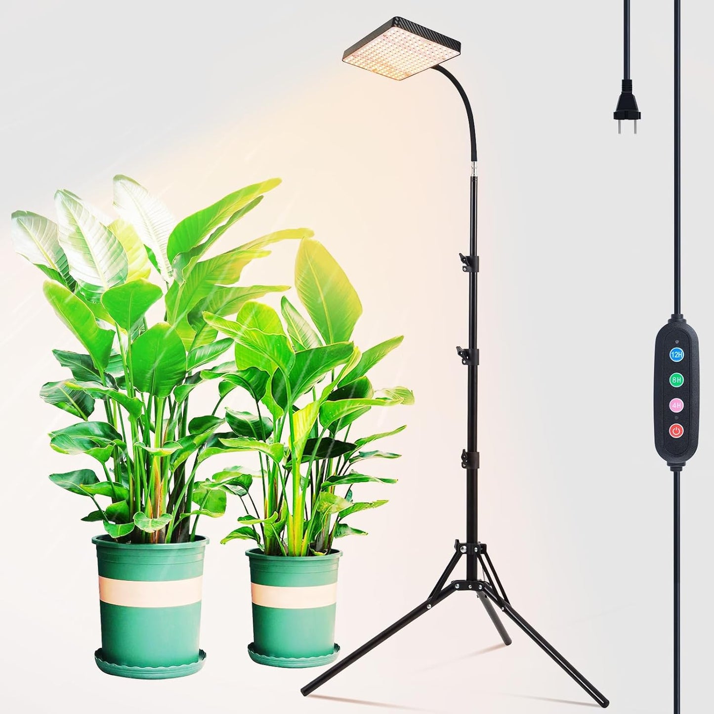 2026 Grow Light on Stand for Indoor Tall Plants, Bonsai Tree, Bright Natural Sunlight Full Spectrum, 4/8/12/16/20H Timer, 25 Watt Power Draw, NO Need Adapter, 24"-64" Height Adjustable