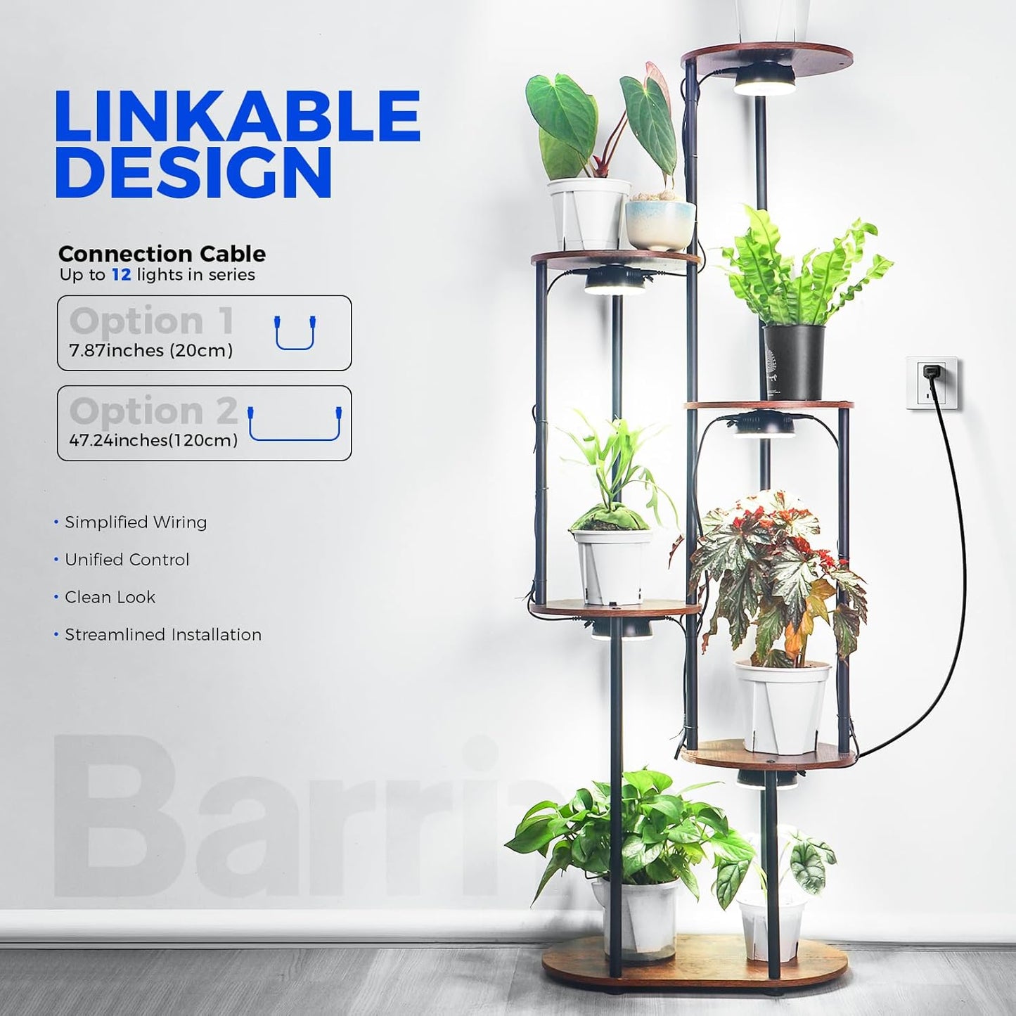 Barrina Orbgrow OG09 Puck Grow Light, 5000K 18W(2 x 9W, 270 Watt Equiv), Full Spectrum Plant Light for Indoor Plants, Magnetic & Linkable with Timer, 5 Levels Dimmable for Plant Shelf, 2 Packs, Black