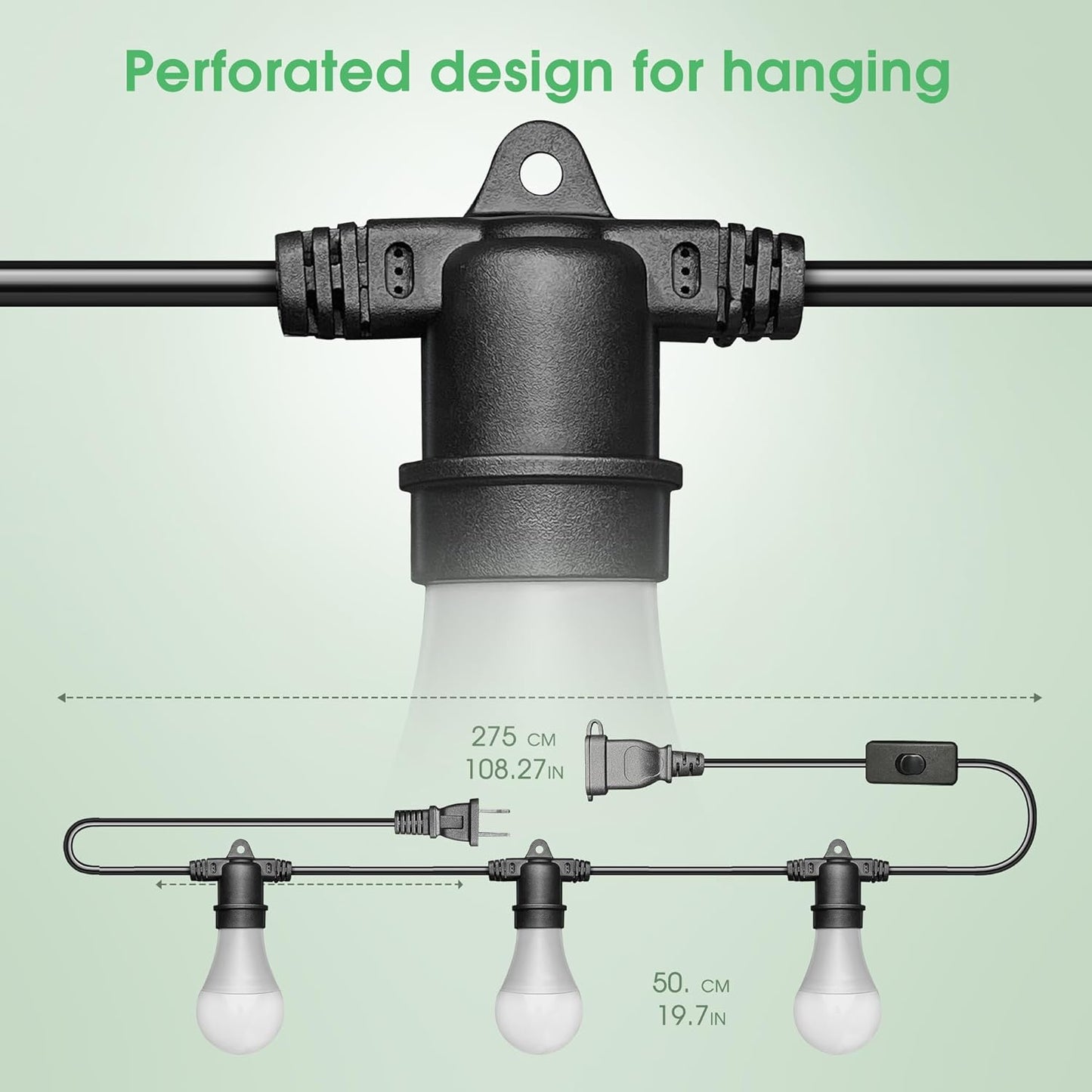 Hanging Grow Light 5000K, Briignite 3 Grow Light Bulbs with 8.86ft Power Cord, Replaceable Bulbs E26 Base, Linkable Hanging Plant Light, LED Full Spectrum Grow Lights for Indoor Plants 300W Equivalent