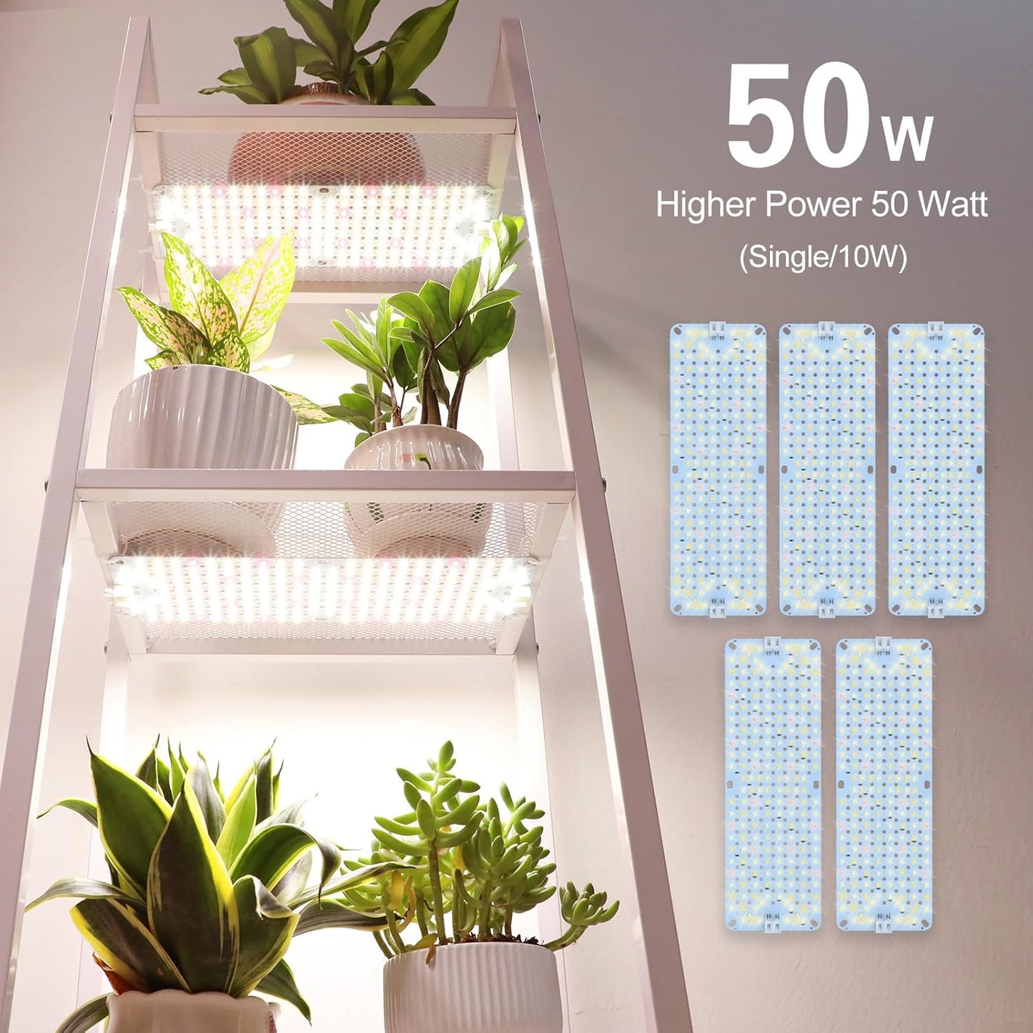 5Pack 2026 Ultra-Thin Panel Grow Lights for Seed Starting, Vegetables, Greenhouse & Under Cabinet & Shelf Plants with Timer 4/8/12/16/20H, Free Connect Full Spectrum Indoor LED Plant Growing Lamps