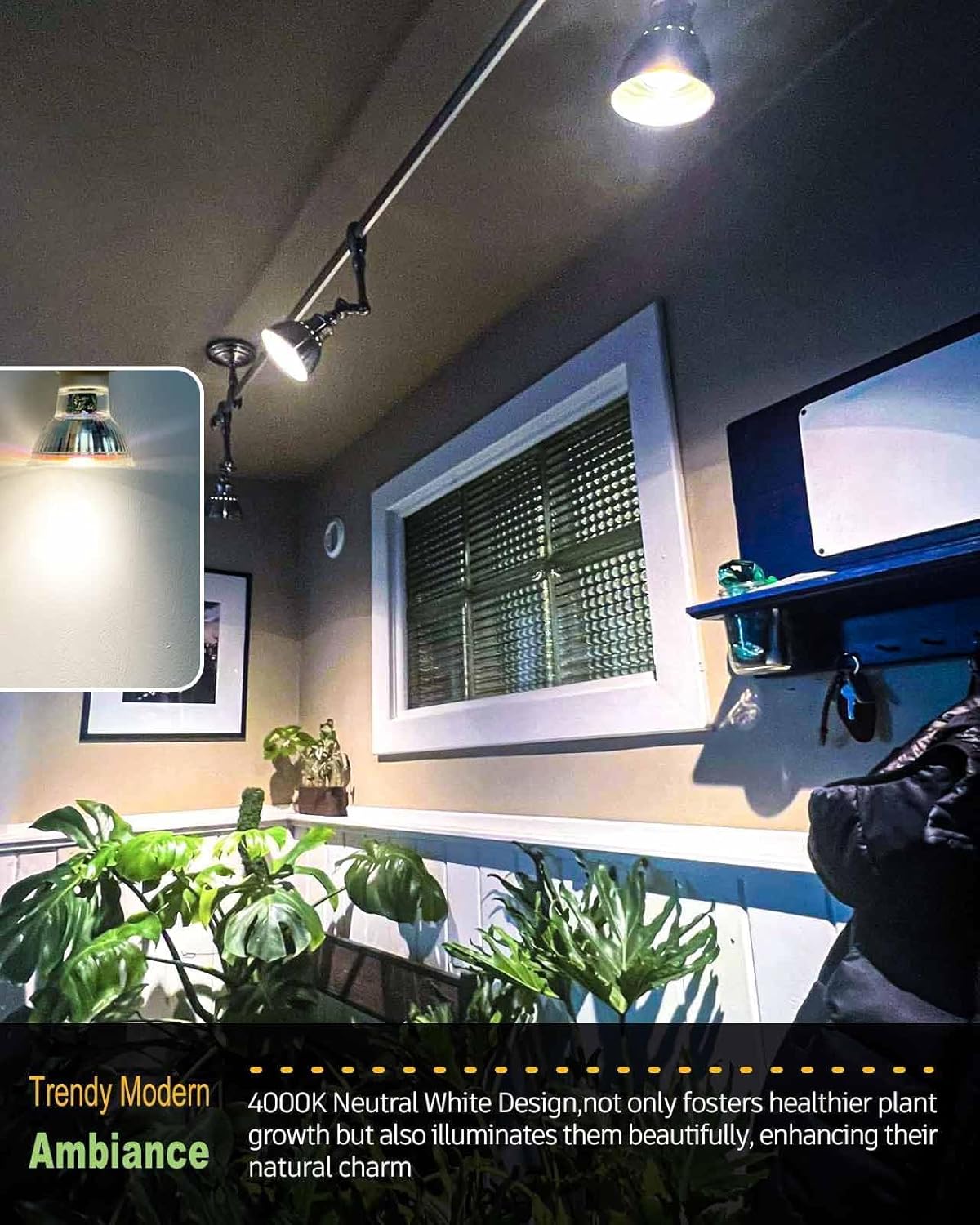 Grow Light, GU10 Full Spectrum Grow Light Bulb, 5W 110V PAR16 LED Plant Light Bulb for Indoor Plants, Neutral White 4000K, 3-Count