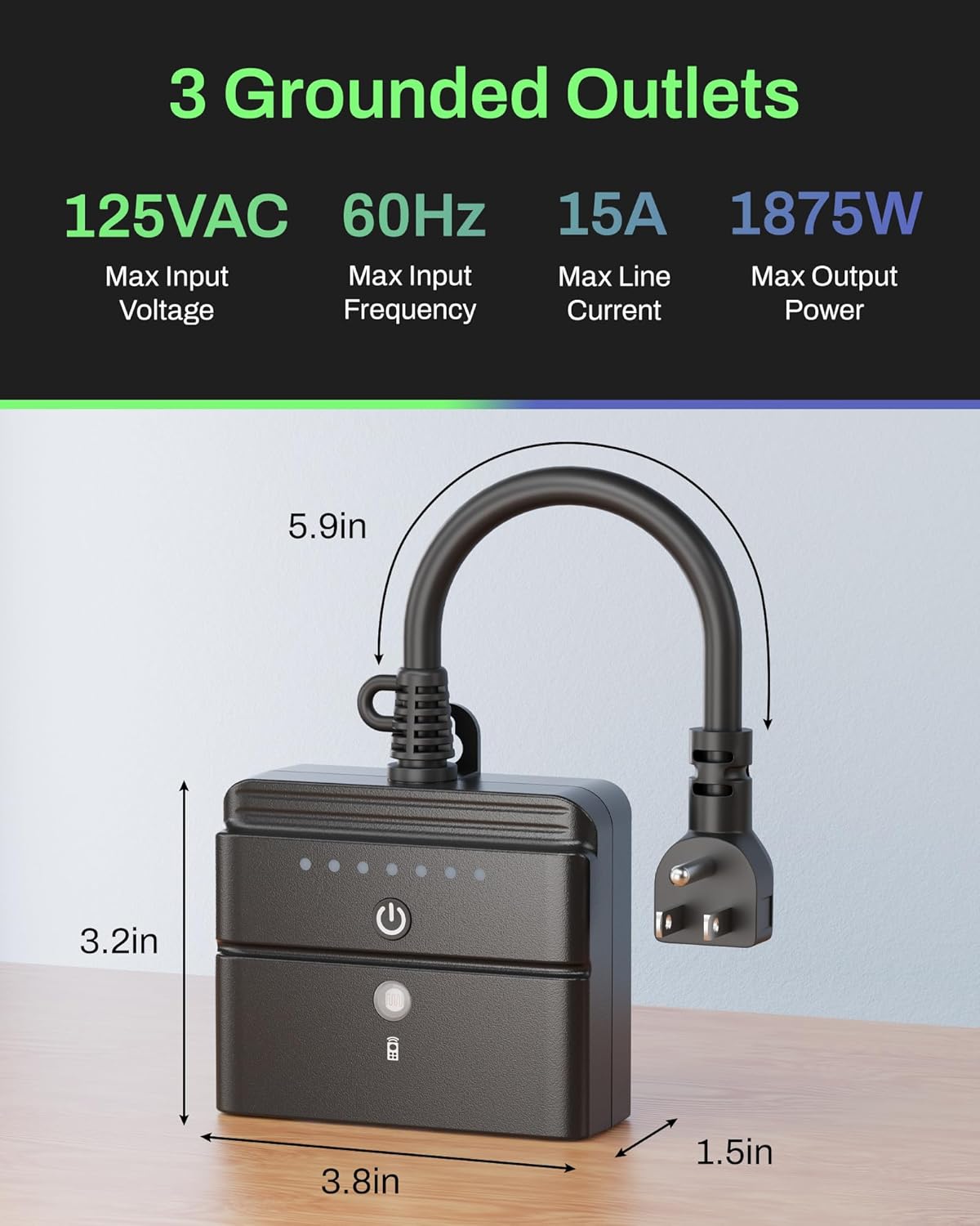 BN-LINK Outdoor Light Timer, Waterproof Plug-in Dusk-to-Dawn Controller with 3 Grounded Outlets for Christmas & Halloween String Lights, 15A 1/2HP, ETL Listed, 100 ft RF Range, Remote Included