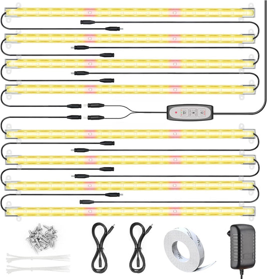 LED Grow Light for Indoor Plants, Grow Lights 80W Full Spectrum, 4 Dimmable Levels Sunlike Grow Lamp, Auto On/Off 3/6/12H Timer Grow Light Strips for Flower Succulent Hydroponics Greenhouse, 8 Pack