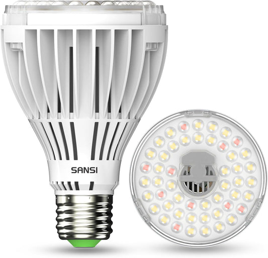 SANSI 300W Equivalent LED Grow Light Bulb, PAR25 30W 5000K+660nm Full Spectrum Grow Bulb for Indoor Plants, 25,000 Hours Lifespan Plant Lights with E26 Base