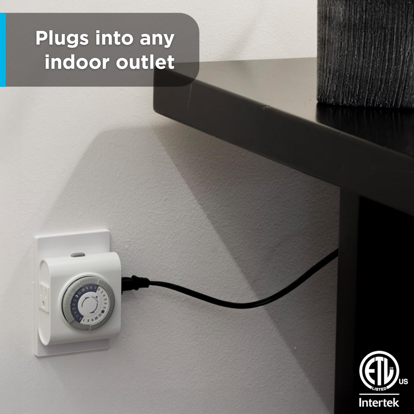 GE 24‑Hour Mechanical Outlet Timer Switch, Dual Grounded Plug‑in Control for Indoor Lighting, Lamps, Christmas Trees, Fans and Small Appliances (3 Pack), 66404