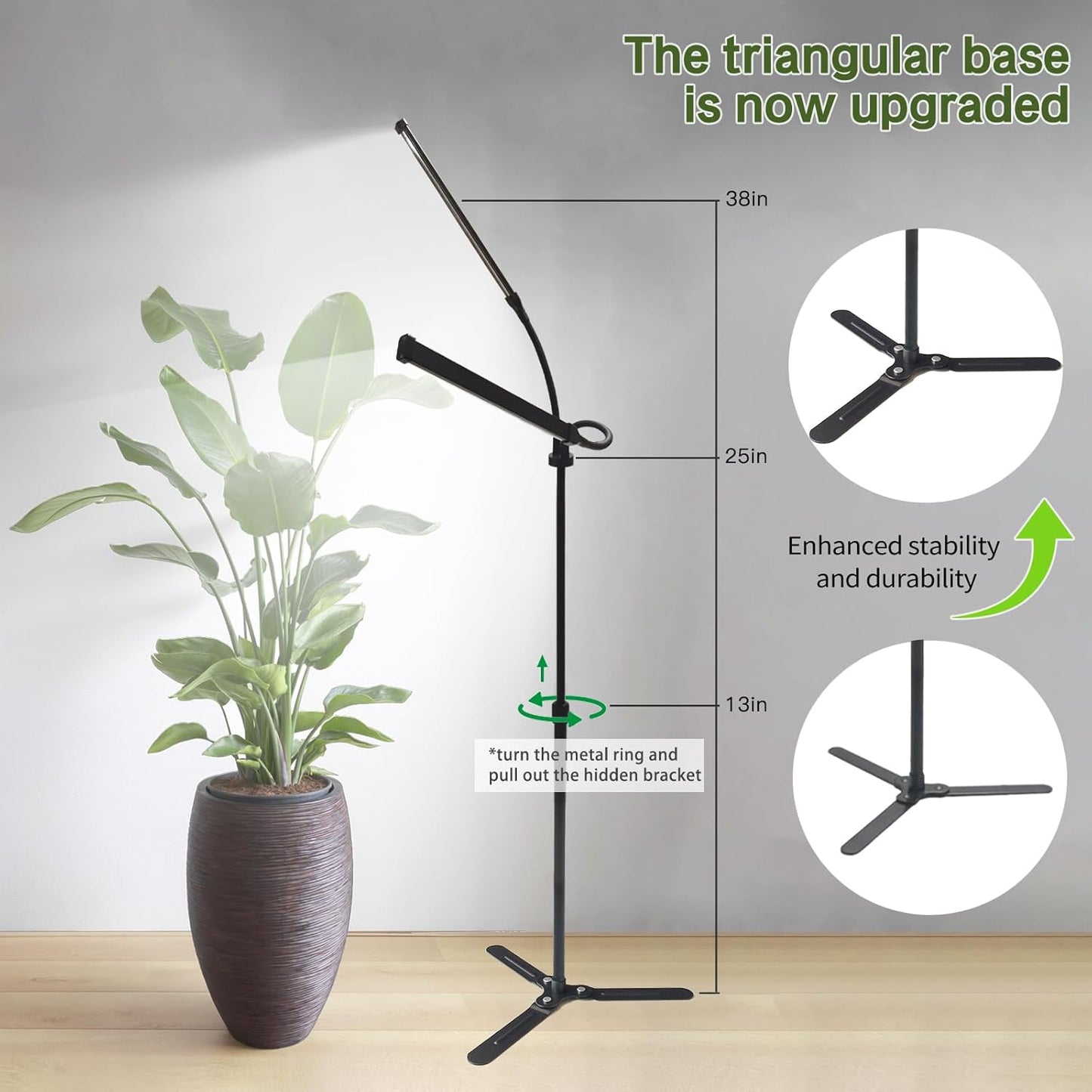 2026 Professional Grow Lights for Indoor Plants Growing, 162 LEDs 6000K Full Spectrum Plant Grow Lights Indoor, Height Adjustable (13-38''), 3 Spectrum Modes + 10 Dimming with 4/8/12/18H Timer