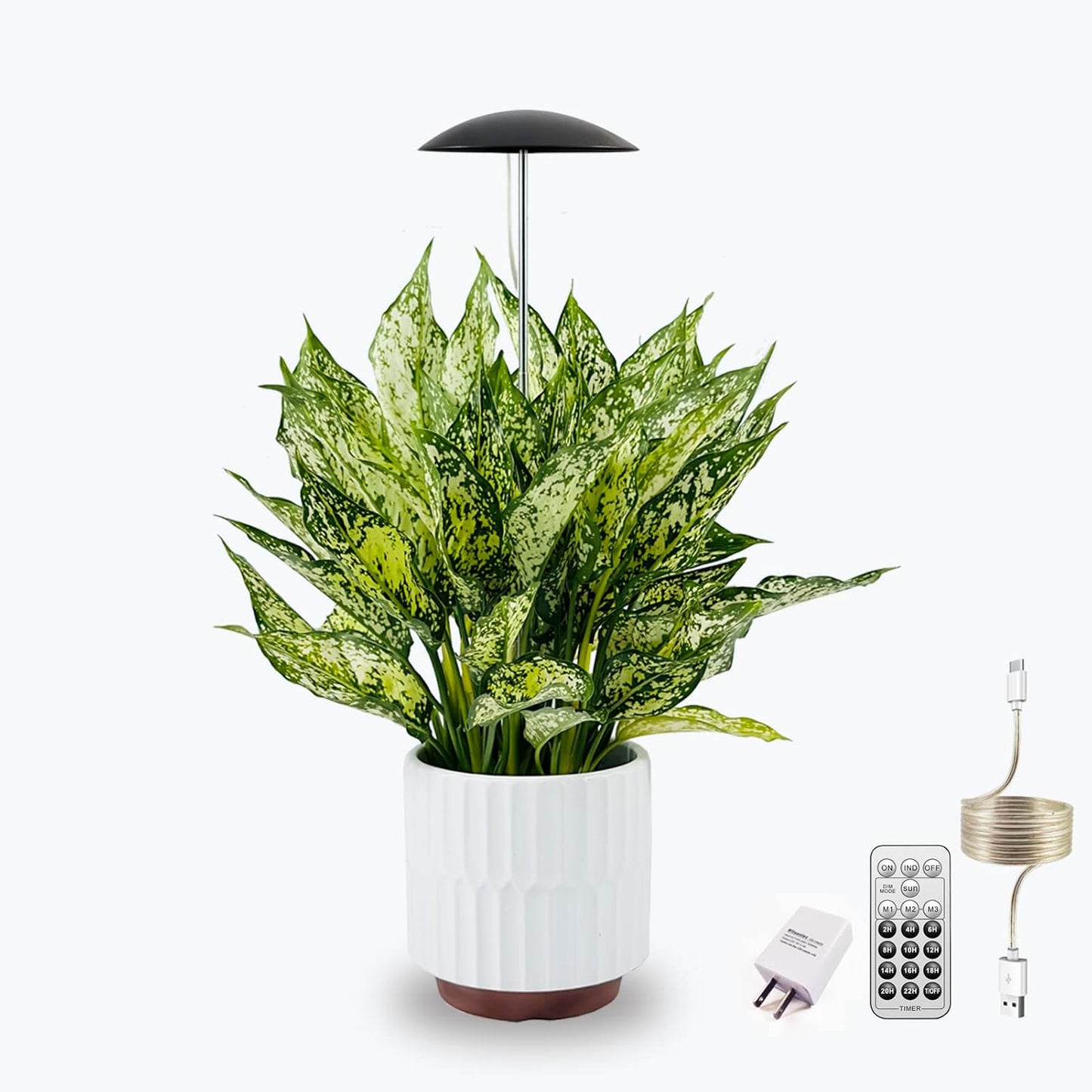 LED Grow Lights for Indoor Plants, Smart USB Small Full Spectrum Plant Lights with Remote, Height Adjustable, Auto On/Off Timer, Ideal for Home Decoration, Black