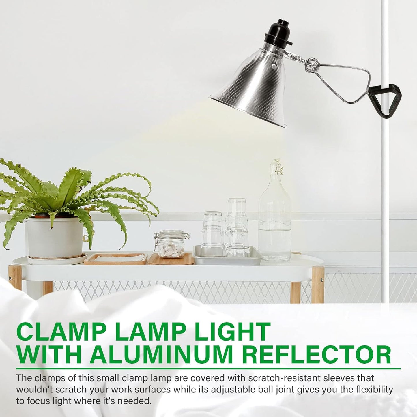 Simple Deluxe Clamp Lamp Light Socket with 5.5 Inch Aluminum Reflector, Suit for Max 60 Watt Lamp (No Bulb Included) with 18/2-Gauge 6 Feet Cord, 1-Pack