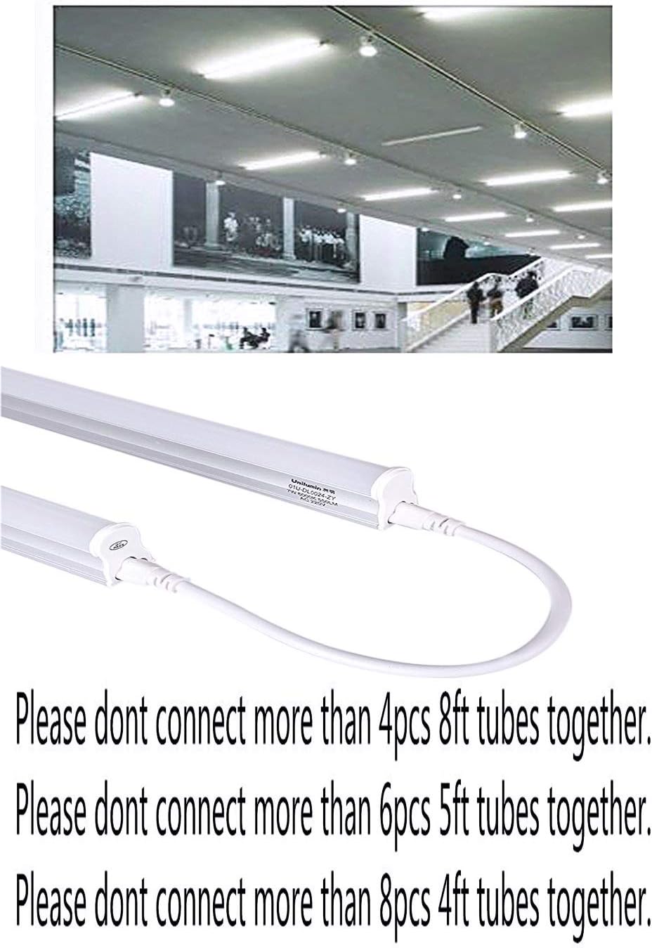 SinLoon UL-LP Certification T5 T8 LED Lamp Connecting Wire for Ceiling Lights - Daylight Integrated Tube Cable Linkable Cords for Lamp Holder Socket Fittings (6.5FT/2M, 10-Pack)