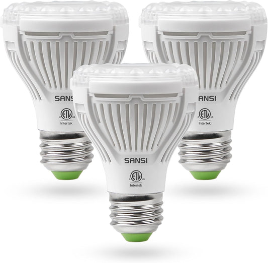 SANSI LED Grow Light Bulb for Seeds and Greens, Full Spectrum 10W Grow Light (150 Watt Equiv) with Optical Lens for Indoor Plant, High PPFD, E26 Base, 3-Pack