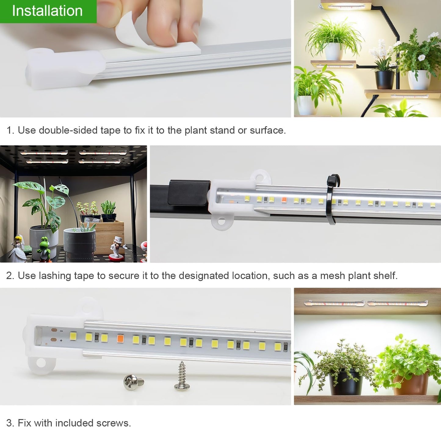Wiaxulay 8 inches Grow Lights for Indoor Plants, 112 LEDs Full Spectrum Grow Light Strip, Under Cabinet Grow Lamp with Auto Timer 6/12/16 Hrs, 3 Lighting Mode, Ideal for Plant Stand, Shelf, 2 Pack