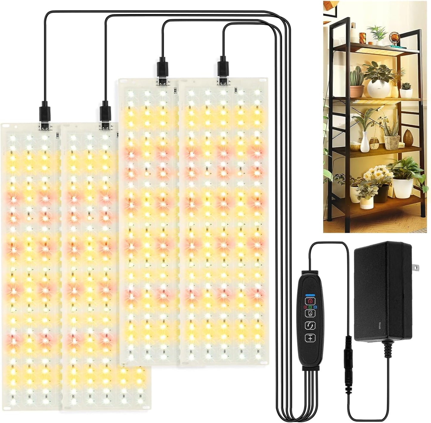 4PCS LED Grow Lights, 40w Full Spectrum Grow Light 540 LEDs Grow Lights for Indoor Plants with Timer Dimmable Thin Grow Light Panel for Under Cabinet Plant Seedlings Flowers Veg and More