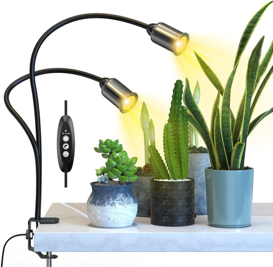 Grow Light for Indoor Plants 7500K Full Spectrum Plant Growing Lamp with Gooseneck Auto On Off Timing 3/6/12H, 4-Level Dimmable 22.5 Inch Longer