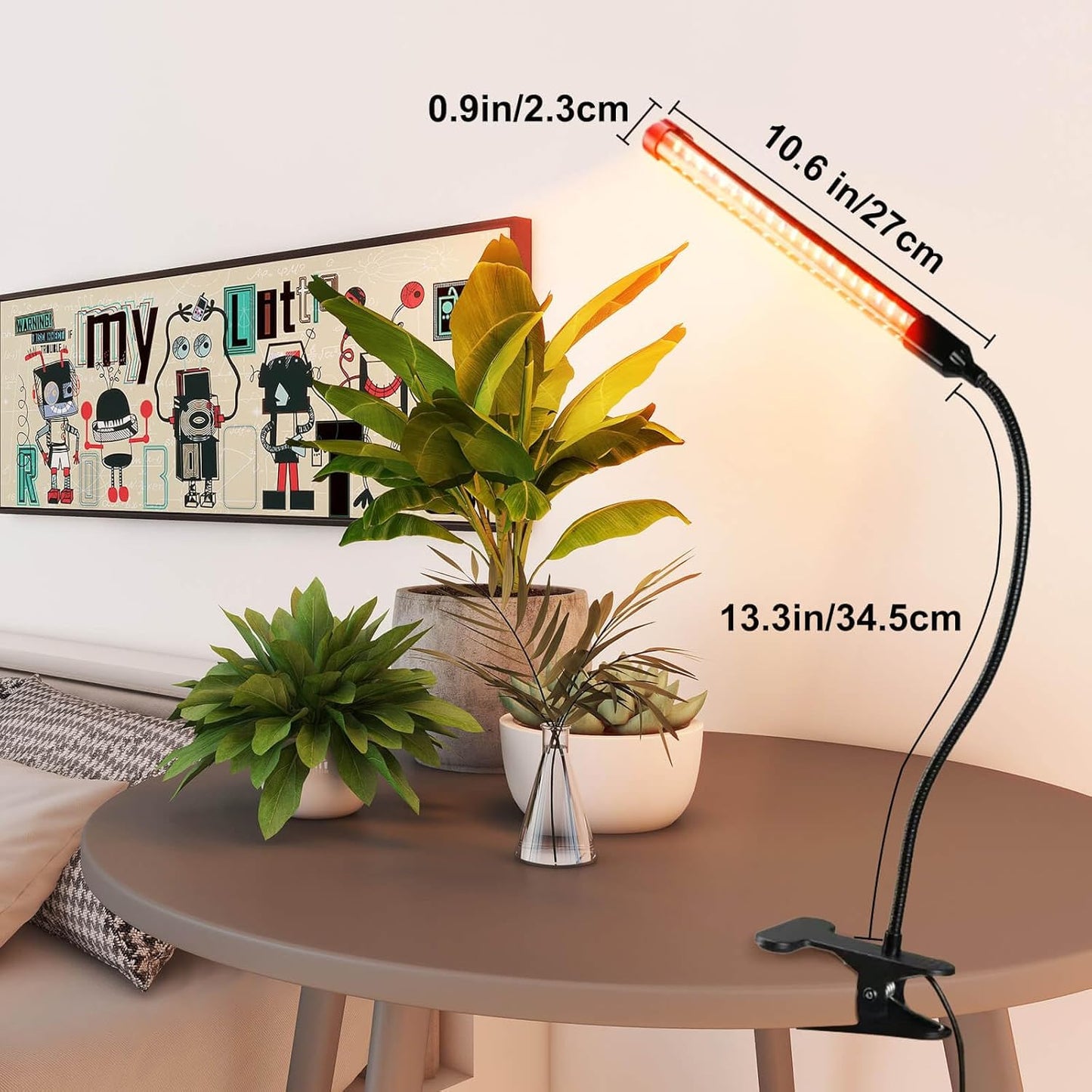 2Pack Small Clip Grow Lights for Indoor Plants, Bonsai, Mini Full Spectrum Pot Plant Grow Light, 4/8/12/16/20H Timer, 9 Watt Power Draw, NO Need Adapter