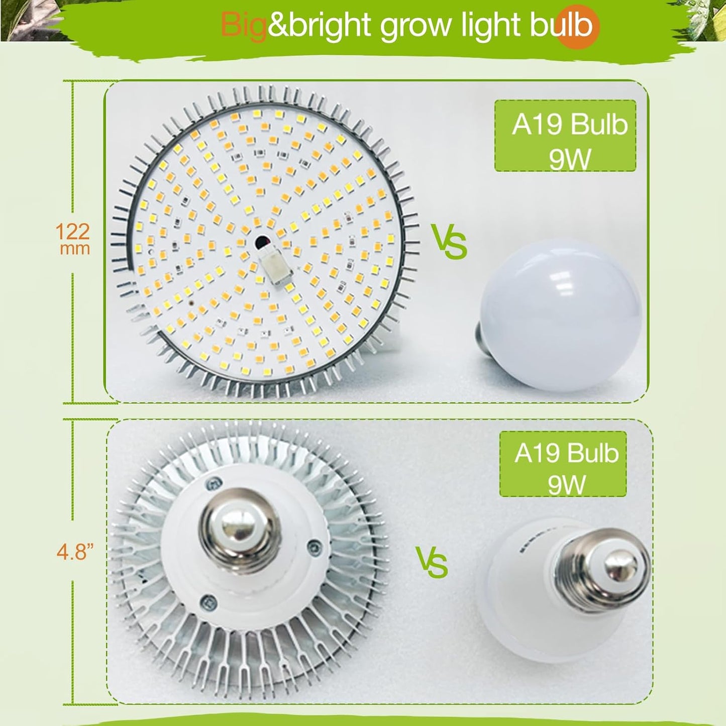 Lonwon Grow Light Bulbs 30W, LED Grow Light Bulb PAR38 Bulb, E26 Plant Light Bulb Full Spectrum, 4000K Warm Grow Bulb 320W Equivalent, Grow Light for Indoor Plants, Flowers, Regular Lamp, 1Pack