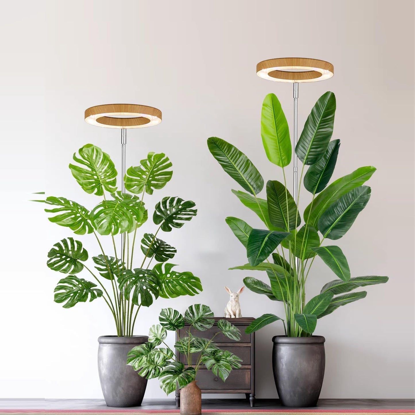 yadoker Grow Light for Large Indoor Plants, Full Spectrum LED Plant Light, Height Adjustable for Tall Plants, Auto On/Off Timer, 5V Safe Low Voltage Wood Grain Grow Lamp for Home & Office