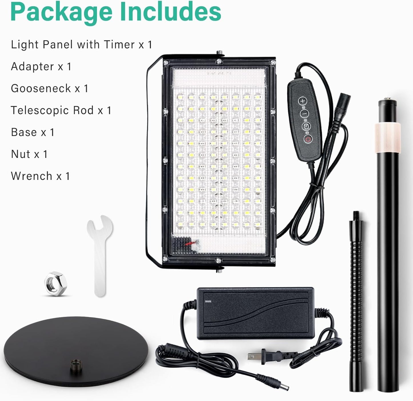 LBW Grow Light for Indoor Plants, Full Spectrum Desk LED Plant Light, Large Grow Lamp with 4H/8H/12H Timer, 6-Level Brightness, Height Adjustable, Flexible Gooseneck,Ideal for Indoor Growth