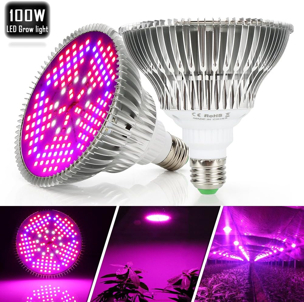 highydroLED 100W Led Grow Light Bulb Full Spectrum,Plant Light Bulb with 150 LEDs for Indoor Plants,E26/E27 Socket,Grow Lamp for Hydroponic Indoor Garden Greenhouse Succulent Veg Flower