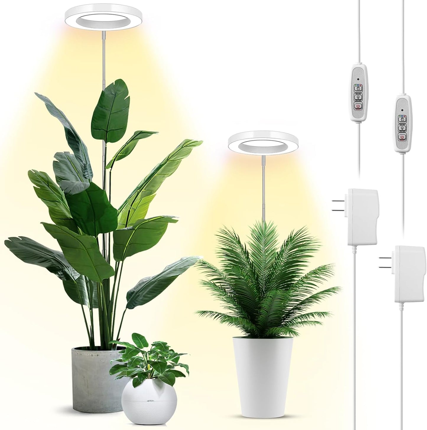 LBW Plant Grow Light, 72 LEDs Full Spectrum Grow Lights for Indoor Plants, Large Plant Lamp with 4 Dimmable Levels, 4/8/12H Auto Timer, Height Adjustable, Halo Growing Lamp for Tall Plants, 2 Pack