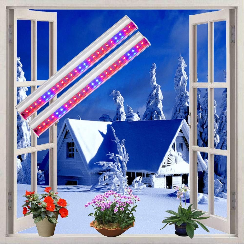 Plant Grow Light, 2pcs T5 LED Growing Light Red Blue Spectrum for Indoor Plants, 11.5inch /Strip, US Plug with On/Off Switch, Low Energy Usage, Easy Installation, Linkable