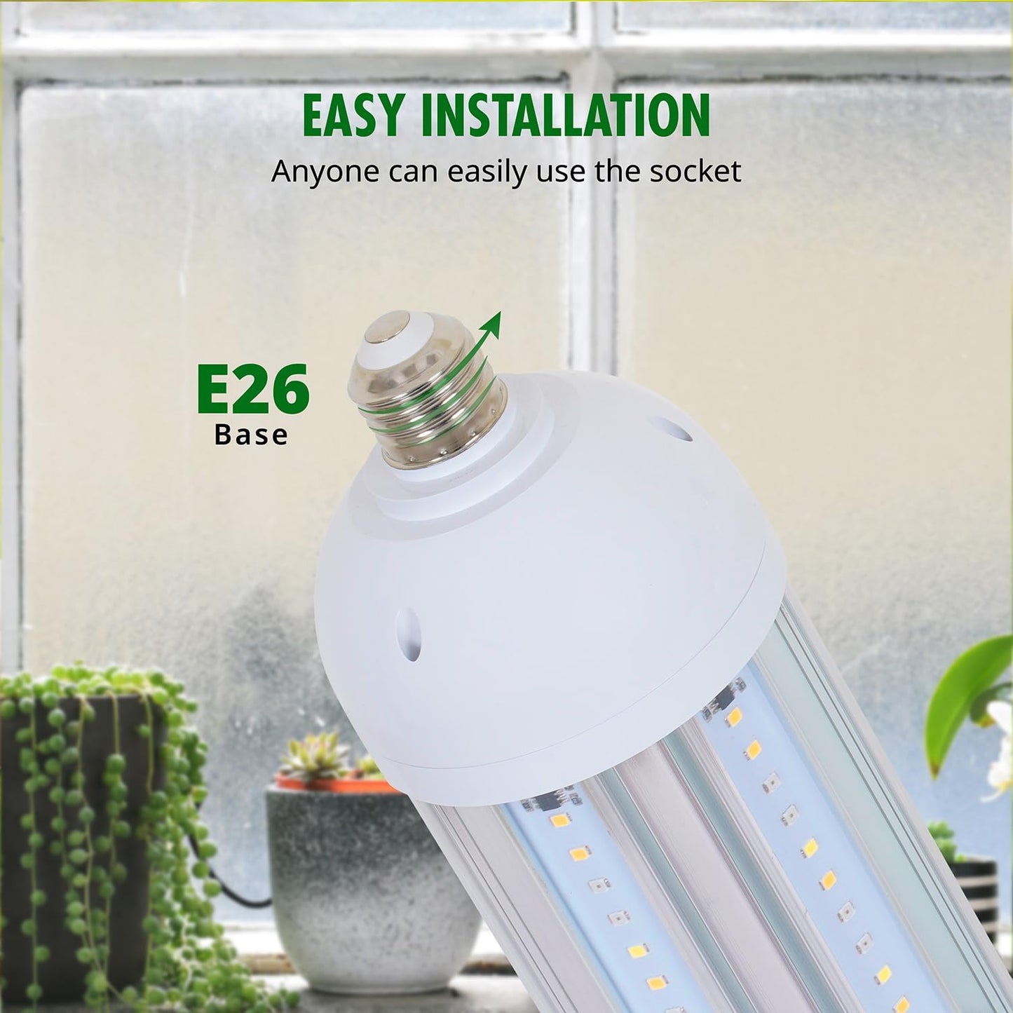 LED Grow Light Bulb, Plant Growing Light Bulb for Indoor Gardening, E26 Base, 40 Watt, Full Spectrum, Damp-Proof, Screw-in Design, White, 1set