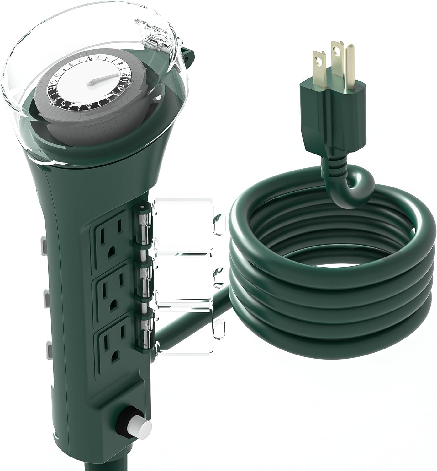 BN-LINK Outdoor Power Stake Timer with Mechanical, 6 Grounded Outlets - 6 ft Cord, Weatherproof for Outdoor Lamps Lights 1875W/15A ETL Listed