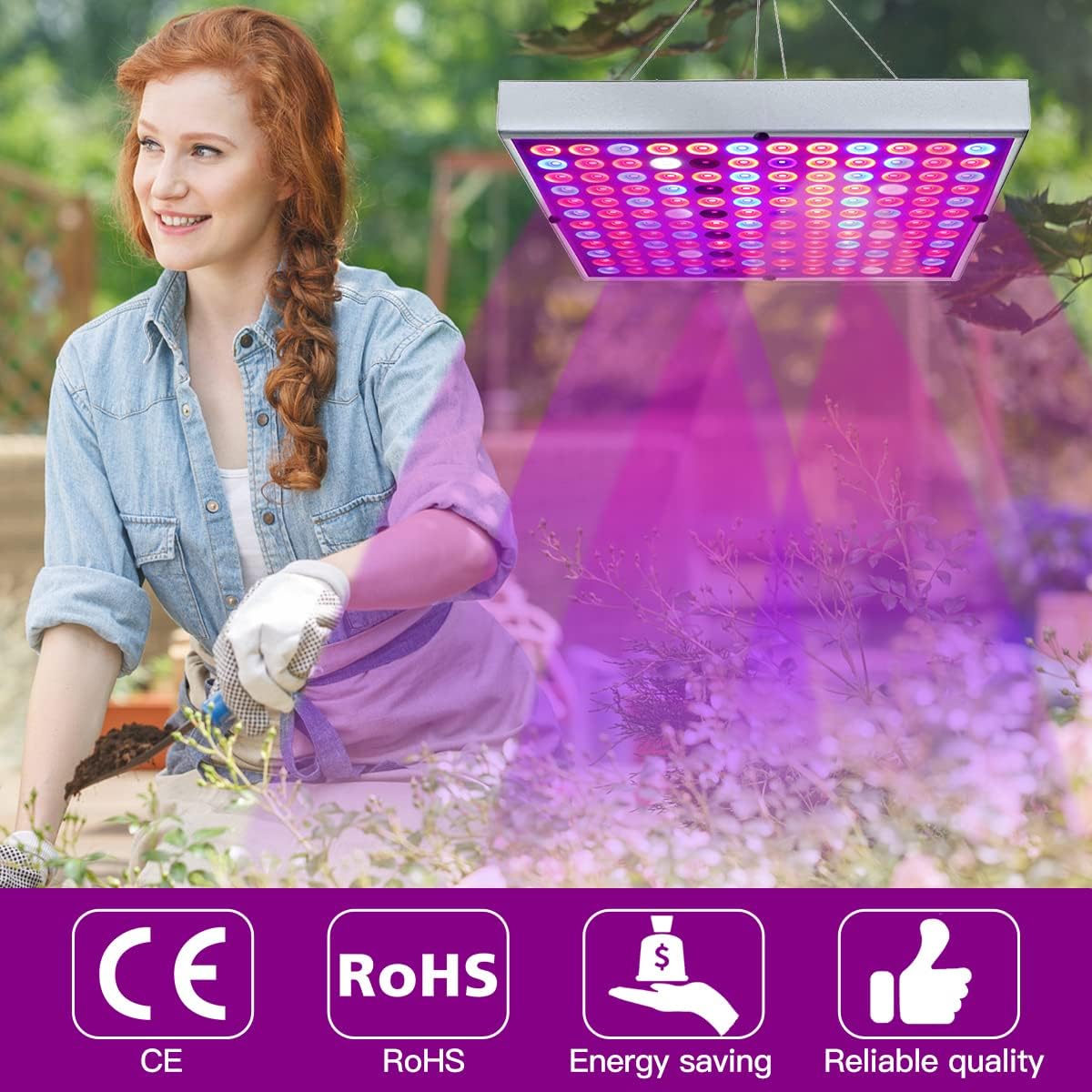 LED Grow Lights for Indoor Plants, Panel Plant Light Full Spectrum with IR & UV Bulbs for Seedlings,Micro Greens,Clones,Succulents (Size:9.9x9.9inches)