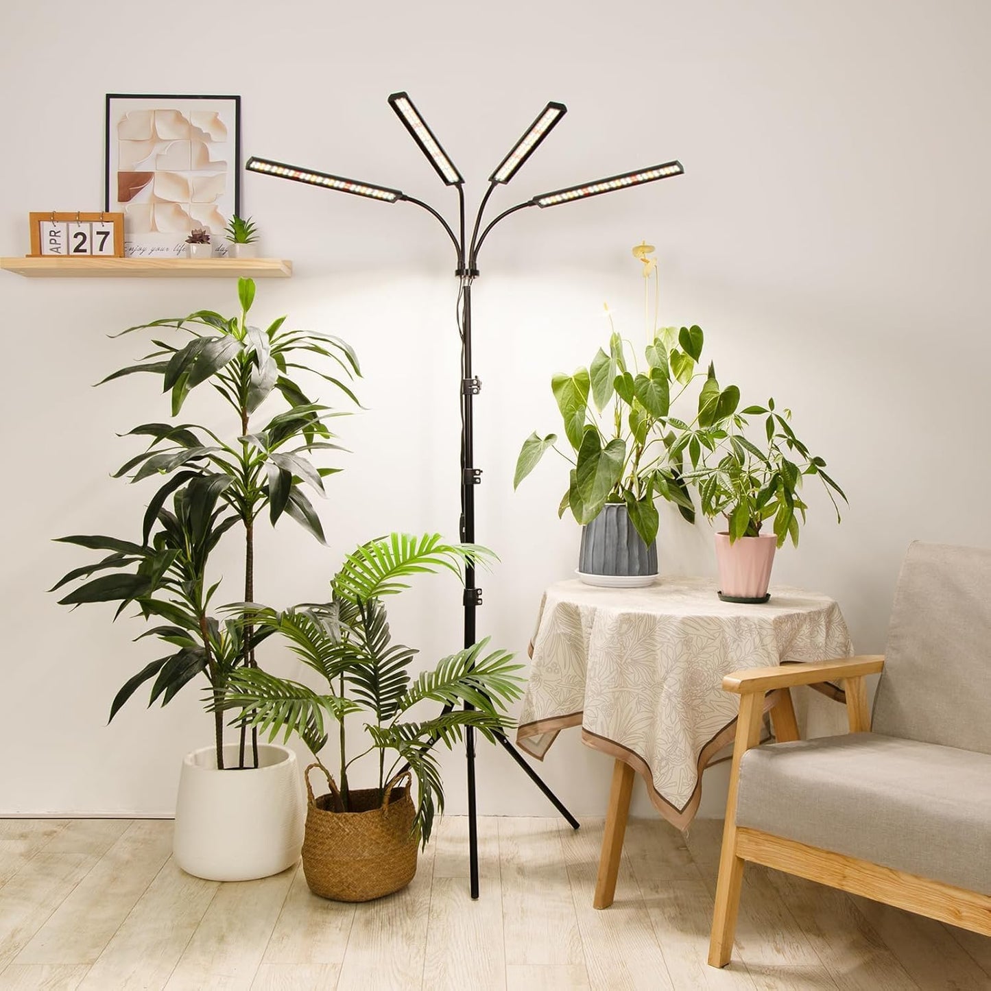 FOXGARDEN Grow Lights for Indoor Plants Full Spectrum with Tripod Stand, Tall Grow Lights for Indoor Growing with Flexible Gooseneck, Four-Head Plant Light with 4/8/12H Timer & 4 Brightness Levels