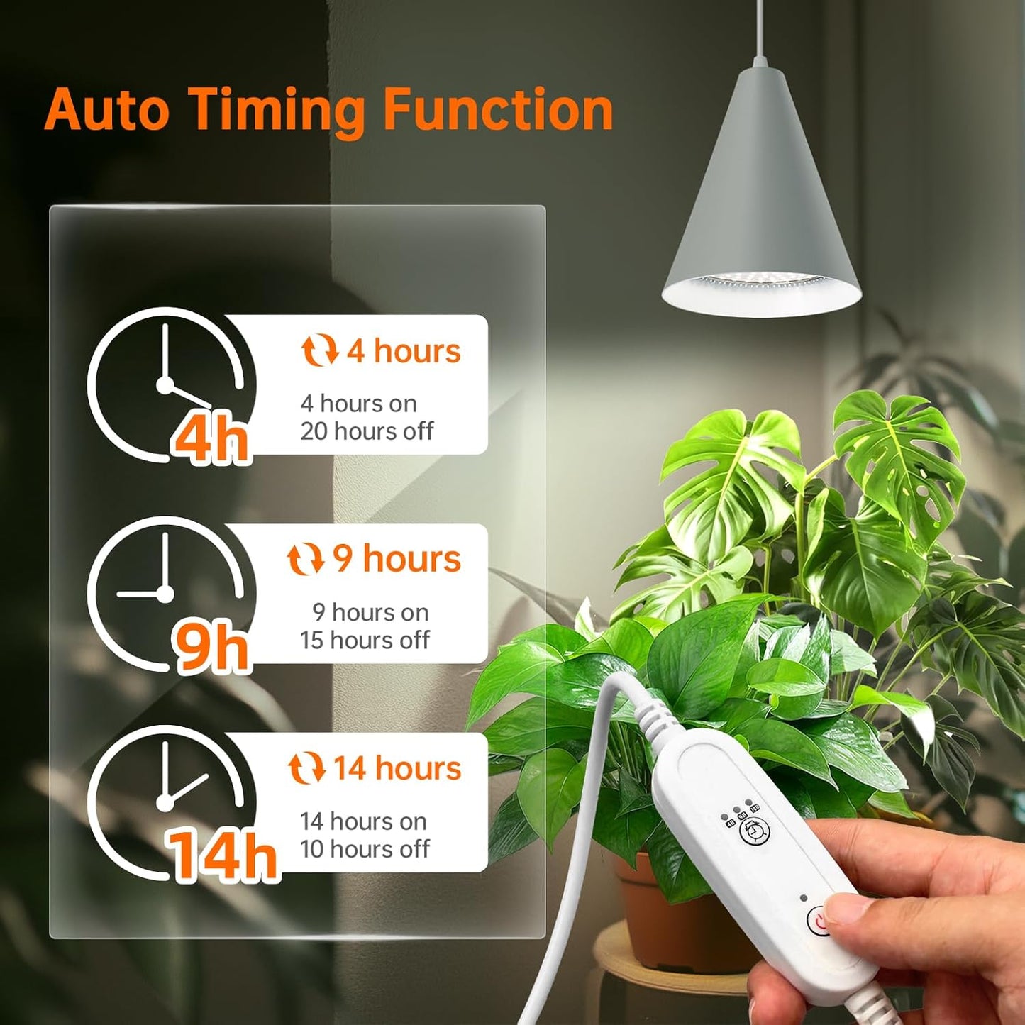 Bstrip Hanging Grow Lights for Indoor Plants-25W Full Spectrum 5000K Plant Light with 4H/9H/14H Timer& 16.4FT Power Cord for Indoor Growing, Ideal for Large Tall Plant, Garden and Flowers Greenhouse