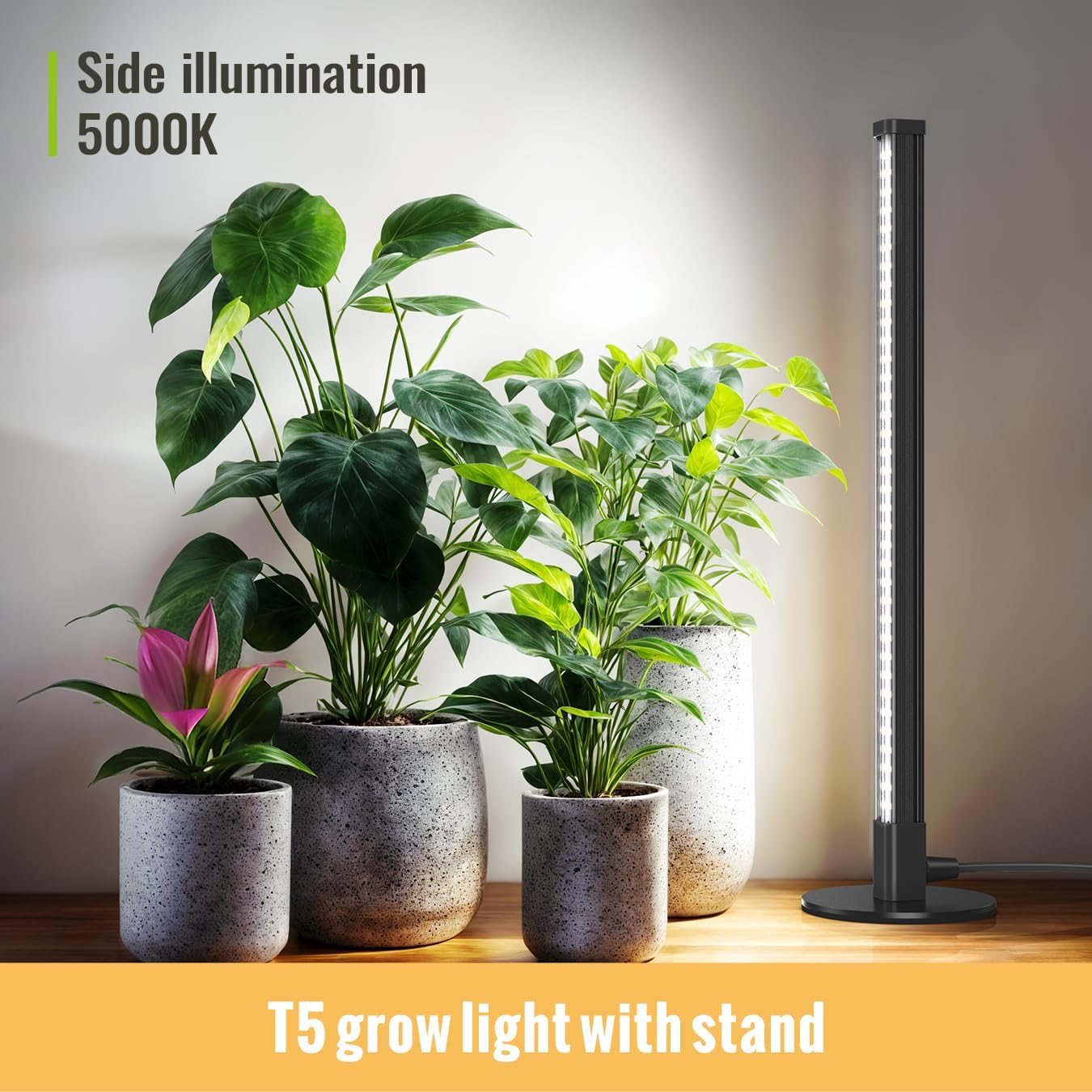 Vertical Grow Light, 72 LEDs Full Spectrum Light Bar, 5000K Wide Illumination Area Desk Light,1.4FT Stand Plant Lamp for Tall Houseplants, Tropical Plants, Foliage with On/Off Switch