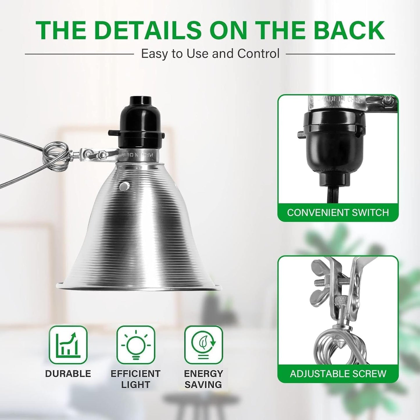 Simple Deluxe Clamp Lamp Light Socket with 5.5 Inch Aluminum Reflector, Suit for Max 60 Watt Lamp (No Bulb Included) with 18/2-Gauge 6 Feet Cord, 1-Pack