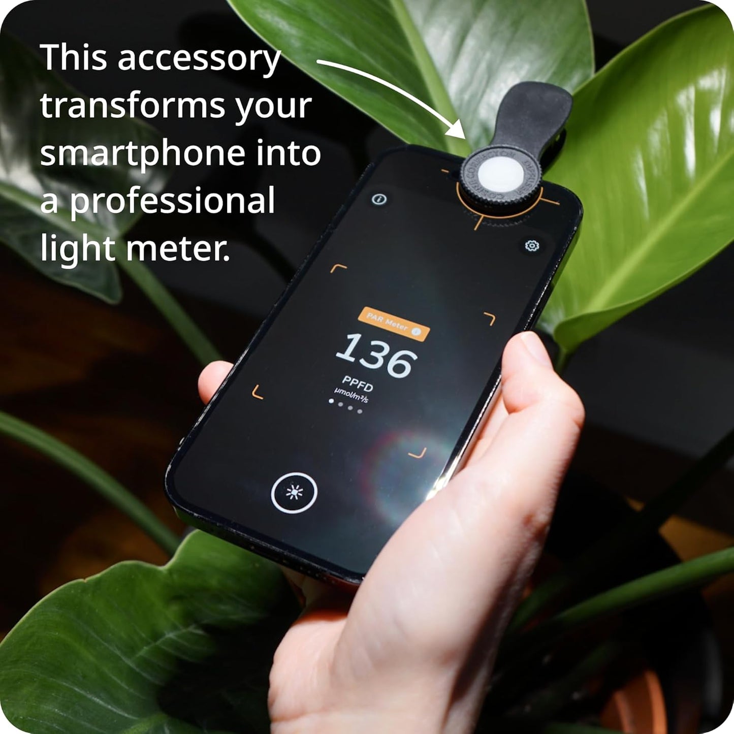 Lightray Mobile Light- and PAR Meter | Smartphone-Based PPFD, DLI, Illuminance Meter with Photone App