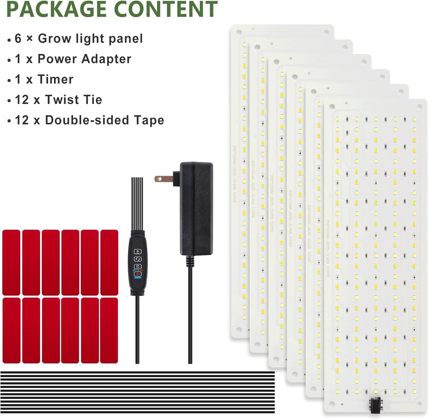 LBW Plant Grow Light, 810 LEDs Full Spectrum Plant Lights for Indoor Growing, Ultra-Thin Panel Grow lamp for Under Cabinet Plant，4/8/12H Timer, 3 Lighting Modes, 10 Dimmable Levels, 6 Packs