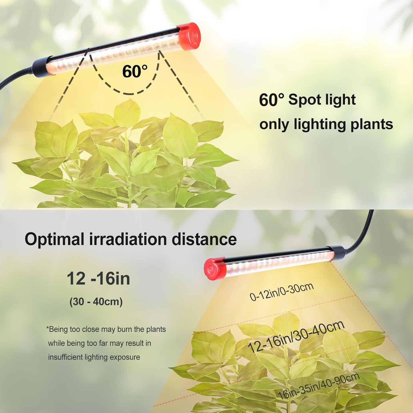 4Head Tabletop Grow Lights for Indoor Plants, Seed Starting, Bonsai, 4/8/12/16/20H Timer, 36 Watt Power Draw, NO Need Adapter, Bright and Big Coverage, Best Gift for Plants Lover