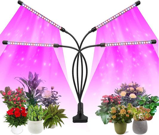 Felibeaco Plant Grow Lights for Indoor Plants Full Spectrum,80 LED Plant Lights for Indoor Growing with Timer, 4 Head Clip Indoor Plant Grow Lamp for House Plants with 3 Lighting Mode/10 Brightness