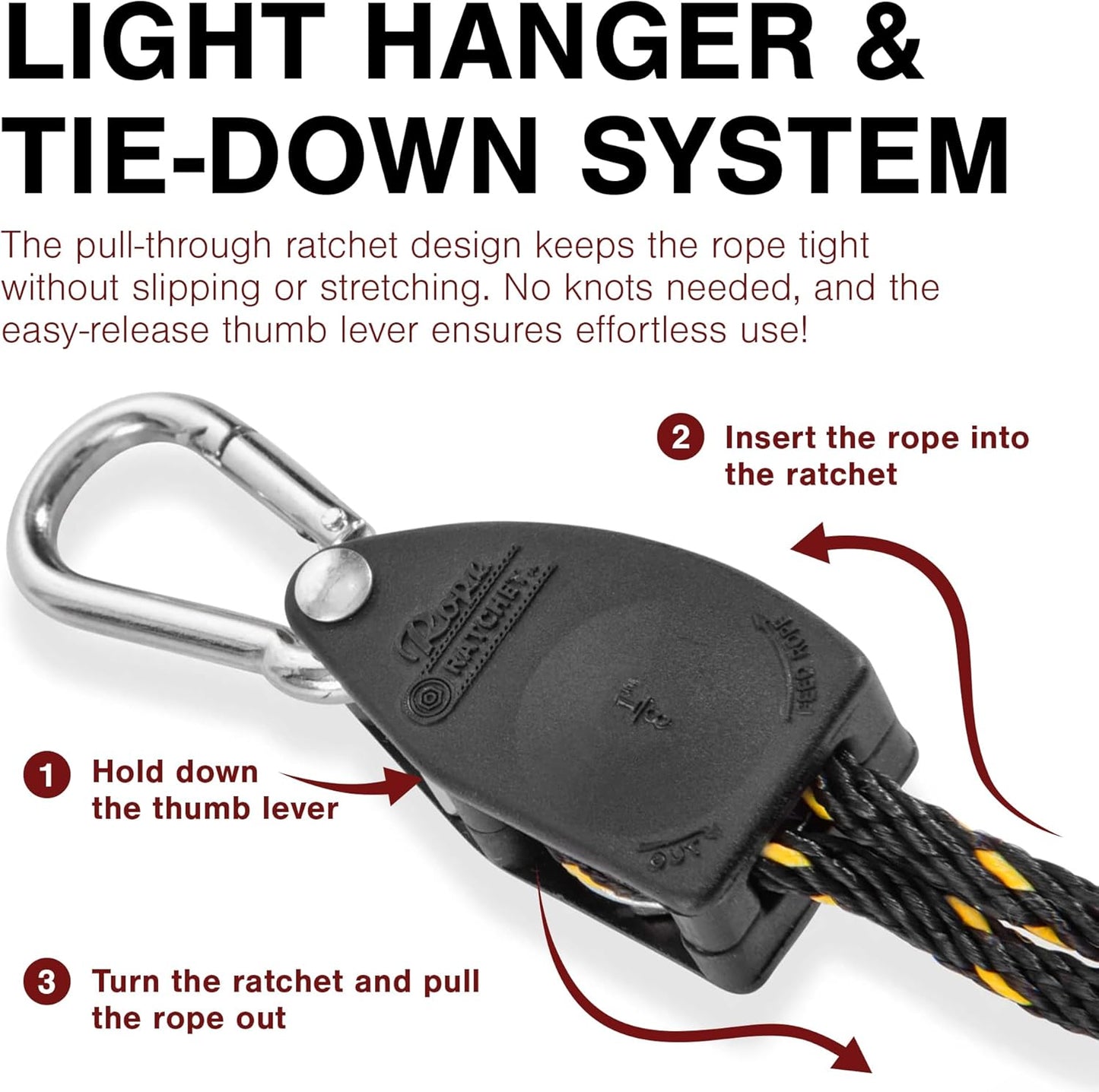 Rope Ratchet 1/8 Ratchet 12 PAK with Spring Clips (6 Pair)… Black