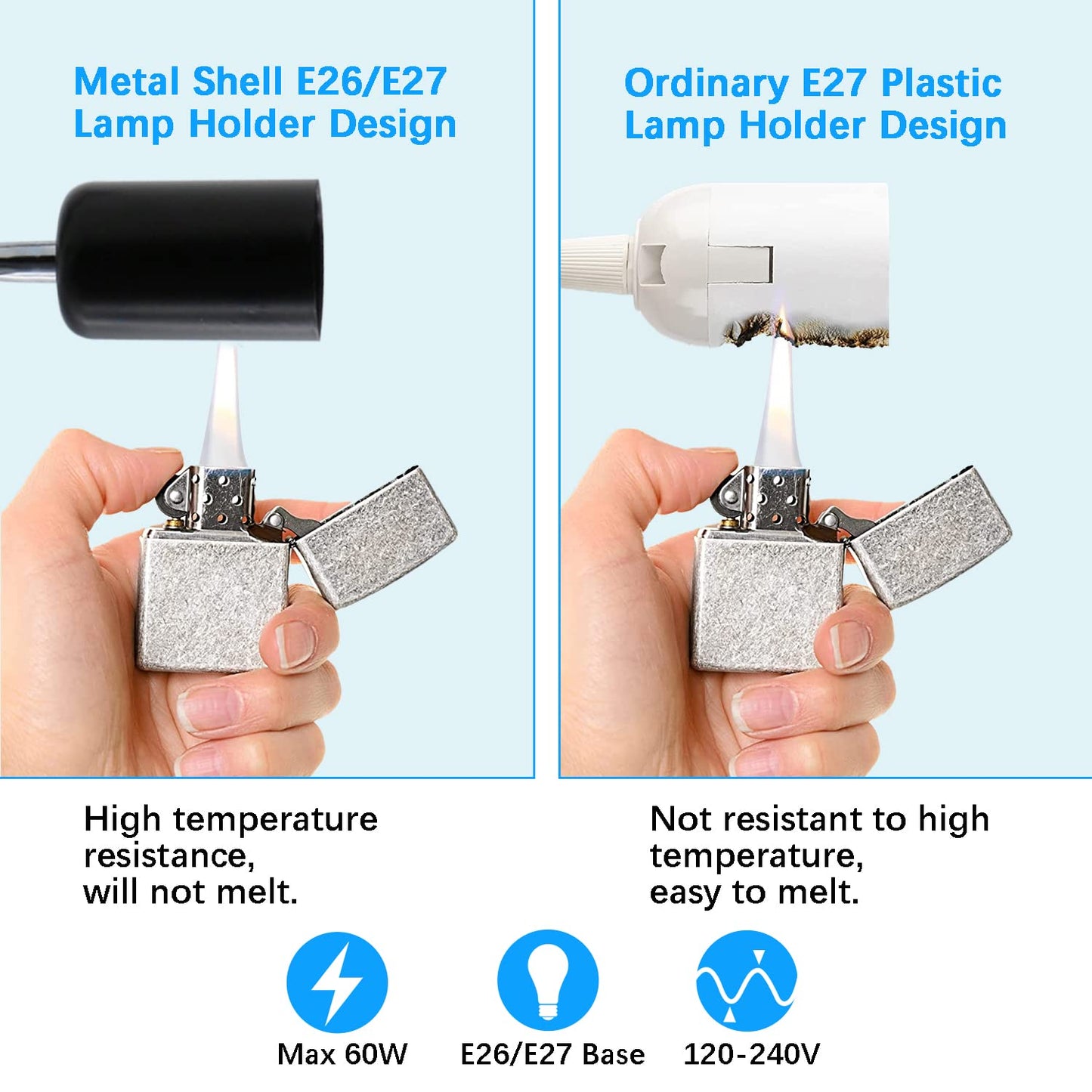E26/E27 Desk Clip Lamp Holder Wire Neck Clip Holder Clamp Clip on Light Flexible Gooseneck Clamp Light Socket Table Light Adapter for Plant Grow
