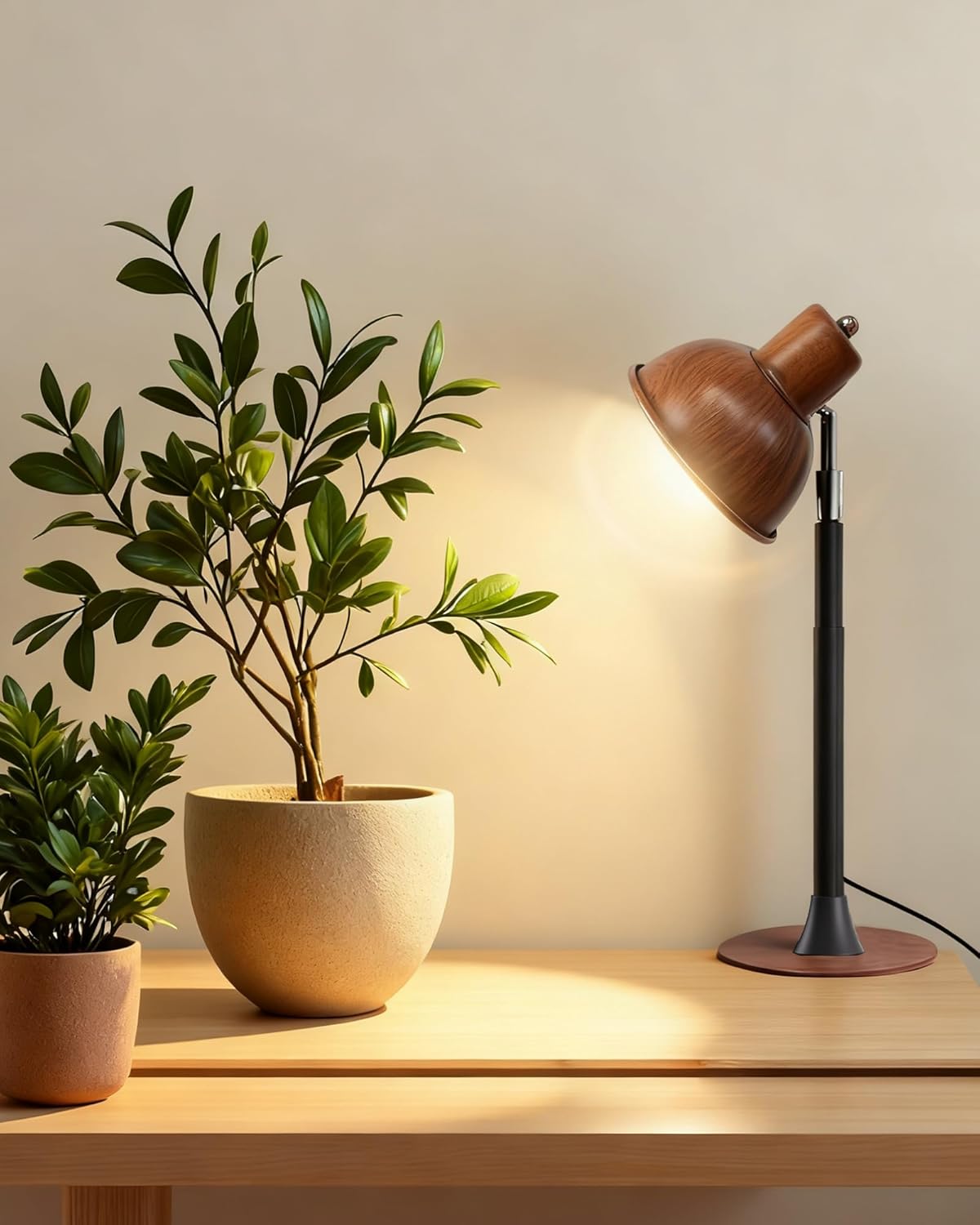 yadoker Plant Grow Light for Indoor Plant, Walnut Wood Grain LED Grow Light,Elevating Plant Lamp,Height Adjustable,Automatic Timer with 8/12/18Hours,10-Level Brightness,Ideal for Large Plant Grow