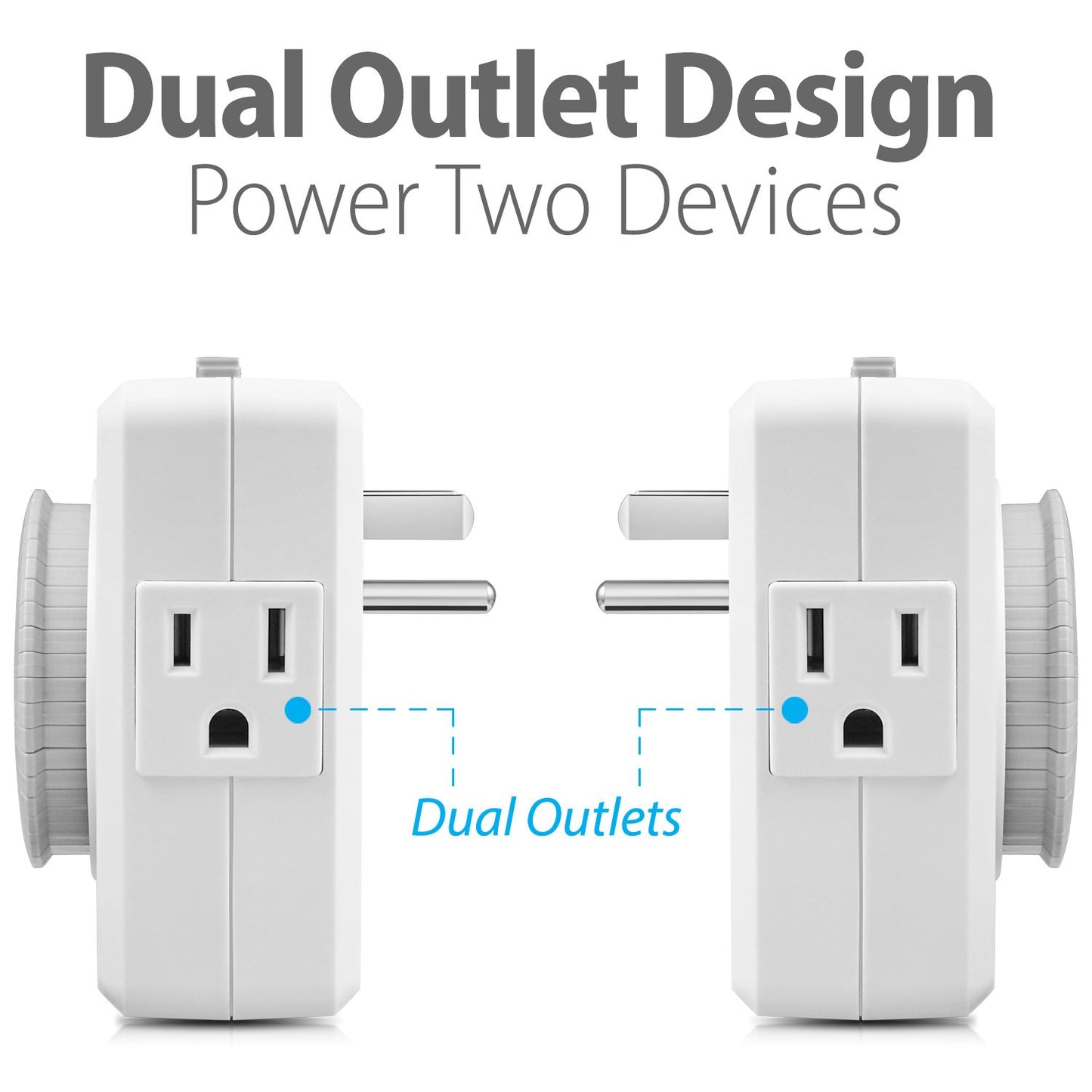 Fosmon Outlet Timers for Electrical Outlets, 24-Hour Dual Plug in Light Timers Programmable Indoor, Heavy Duty Electric Wall Plugs for Reptile, Grow Light, Grounded, 3 Prong/15A/1875W-2 Pack