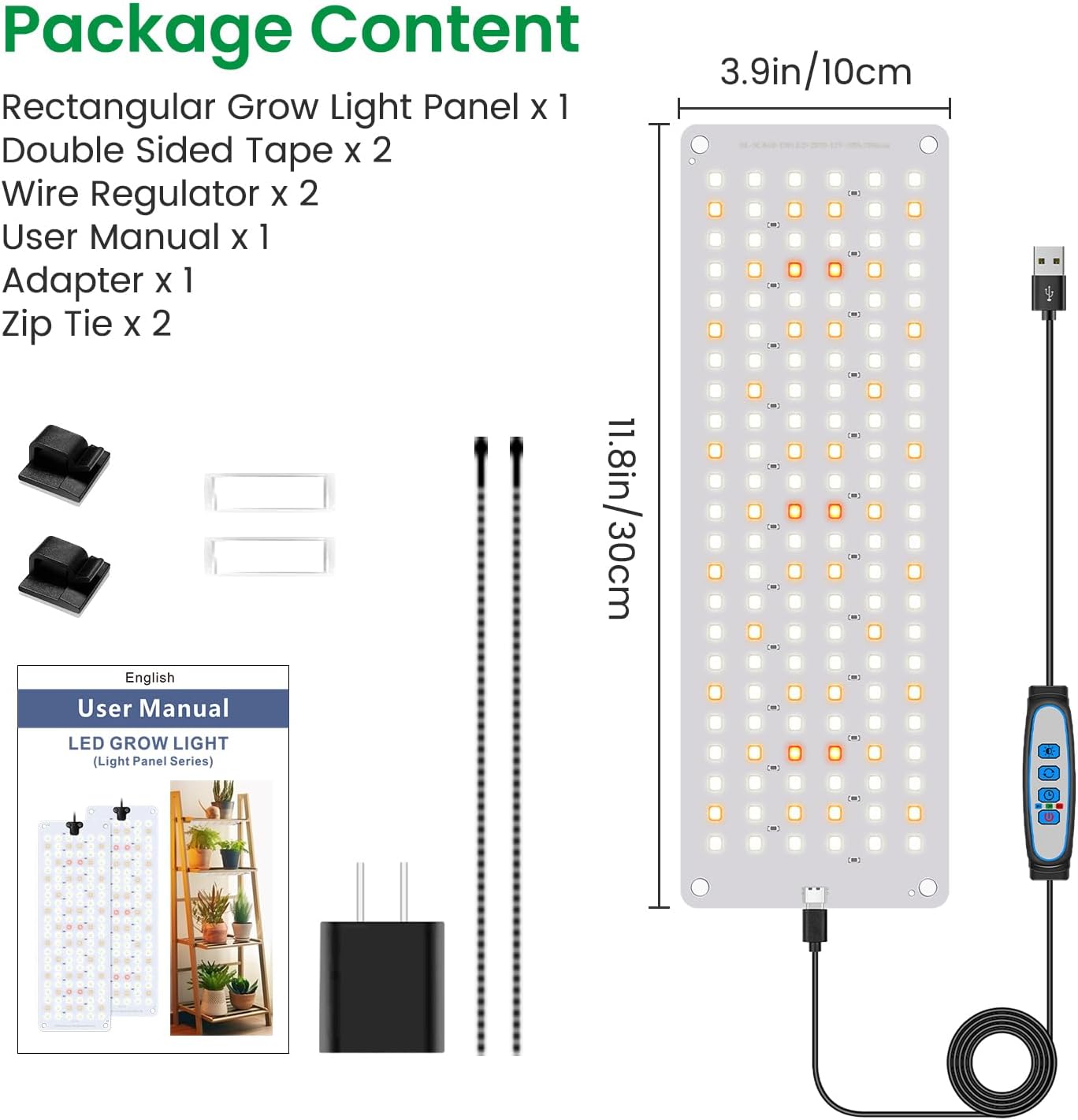 Aumtrly Grow Lights for Indoor Plants, Full Spectrum Under Shelf Plant Lights for Growing Seedling, Light and Thin 138 LED Grow Lamp Panel with 6/12/16H Timer, 3 Light Modes, 5 Dimmable