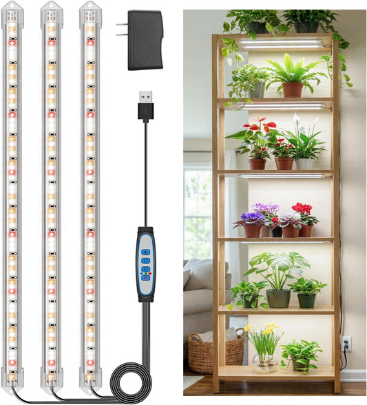 Kullsinss LED Grow Light Strip, 180 LEDs Grow Lights for Indoor Plants Full Spectrum 3000K/6000K/660nm Sunlike Plant Light for Indoor Growing with 3 Spectrum Modes, 16 Inches