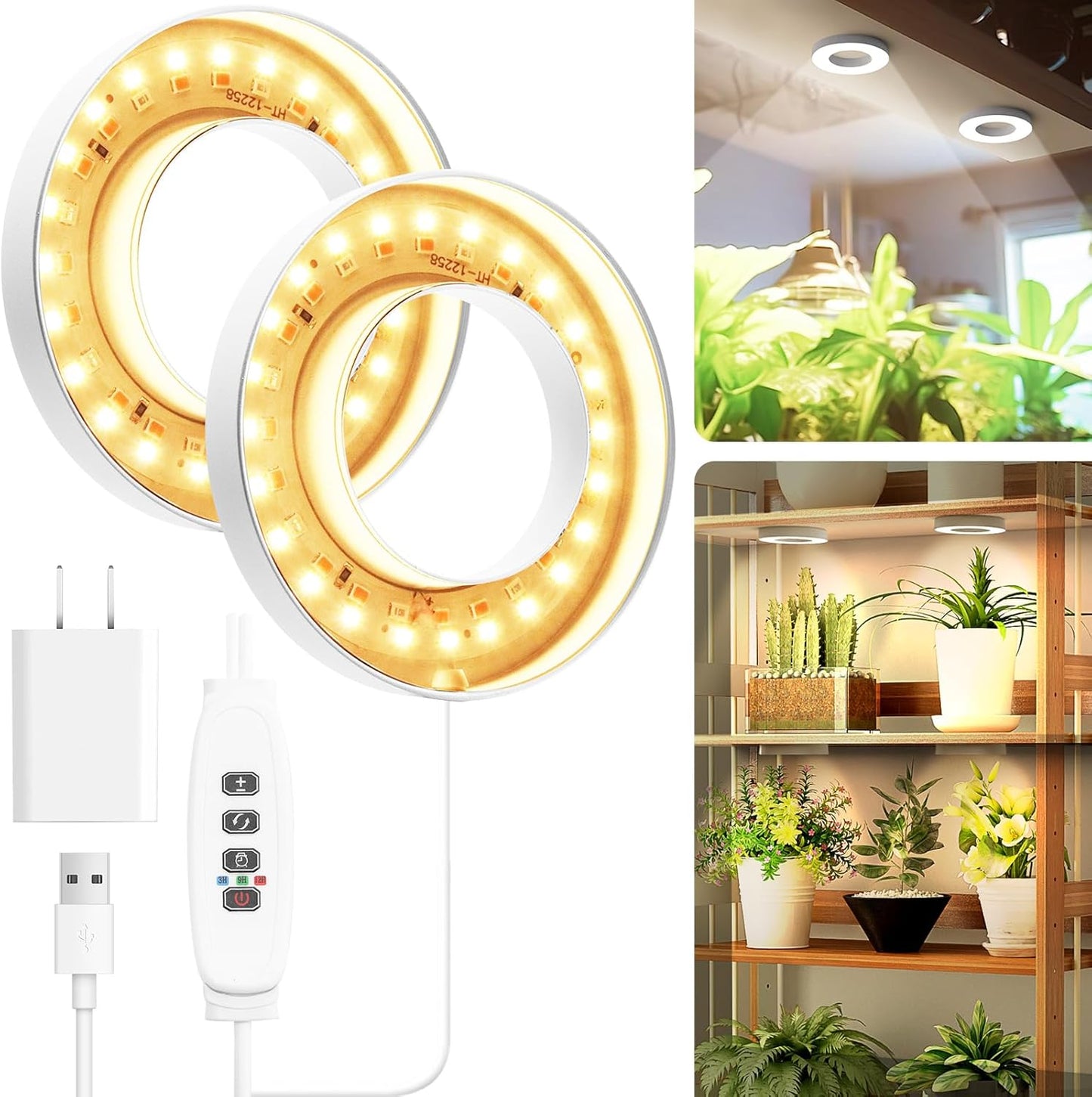 Mosthink Ceiling Grow Lights for Indoor Plants, 96 LEDs Plant Light Full Spectrum, Under Cabinet Plant Growing Lamp with Auto Timer, 10 Dimmable Levels, 3 Modes with Transparent Cover,Corded