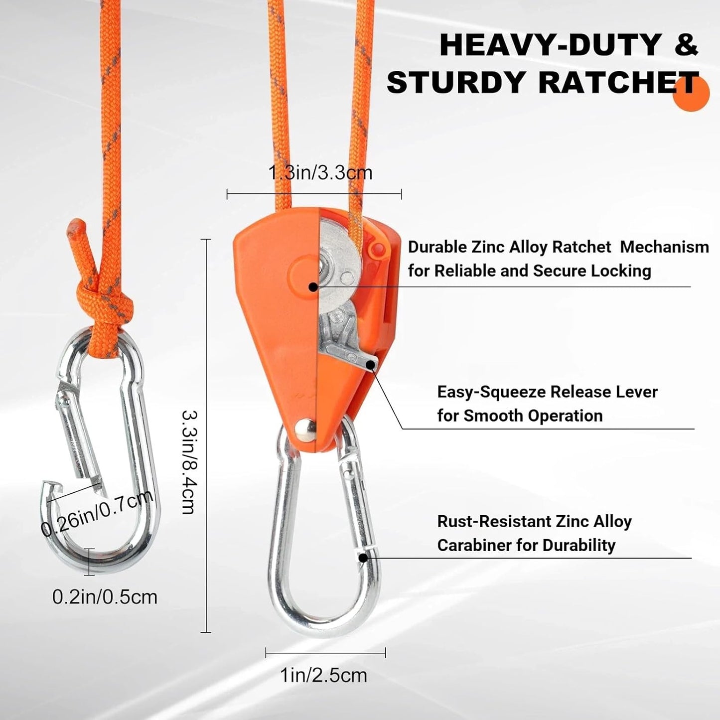 Longer 14ft Retractable Paracord Rope Tie Down Ratchet Strap Small Straps Mini Rope Cam Lock Tent Canopy Tie Down Adjustable Outdoor Windproof Tightener Tensioner Hanger Grow Light 6 Pack 1/8"